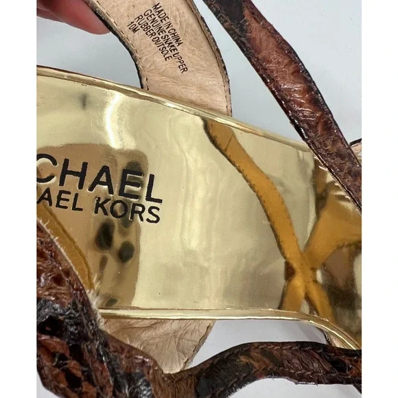 MICHAEL MICHAEL KORS Genuine Snake Skin Strappy Heels Women's Size 10M - Picture 5 of 5